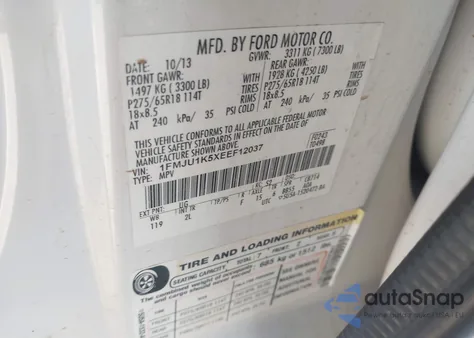 2014 Ford Expedition Limited из США, поврежденный, VIN 1FMJU1K5XEEF12037